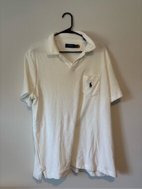 Polo by Ralph Lauren White Terry Pocket Polo with Navy Pony